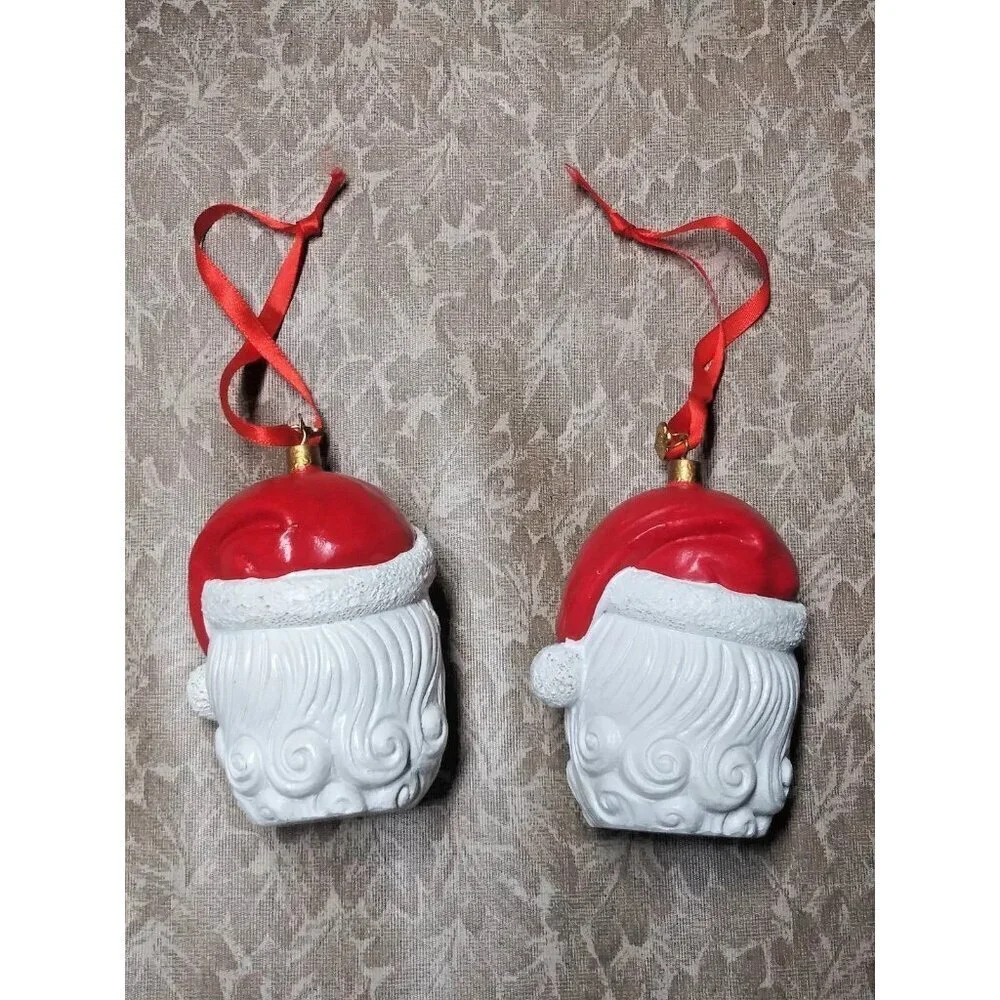 2 Santa Christmas Ornaments 3D Wearing Mask Creative 2020 Hanging Decor NEW